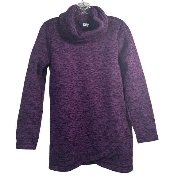 Lands' End Tops - Lands' End‎ Womens Purple Space Dye Cowl Neck Tulip Hem Tunic Top Small 6-8